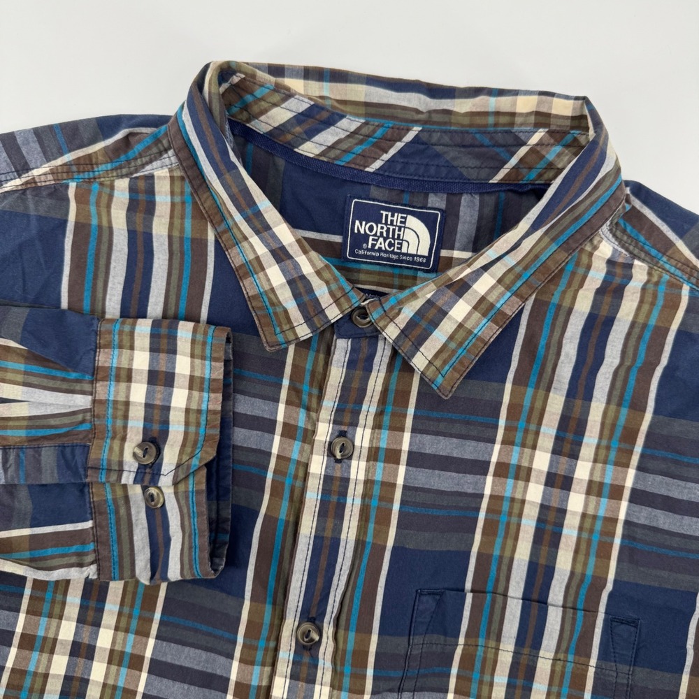 The North Face Mens XL Plaid Long Sleeve Button Up Shirt Casual Outdoors
